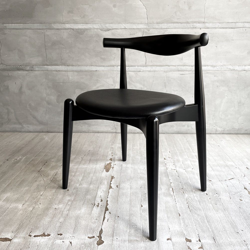 カールハンセン＆サン Carl Hansen & Son CH20 エルボーチェア オールブラック ビーチ材 レザー 本革 ハンス・J・ウェグナー 美品 ♪