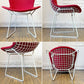 ノル Knoll 420 サイドチェア ワイヤーチェア ダイニングチェア ホワイト × レッド ファブリック フルカバー仕様 ハリー・ベルトイア ミッドセンチュリー ビンテージ ◎