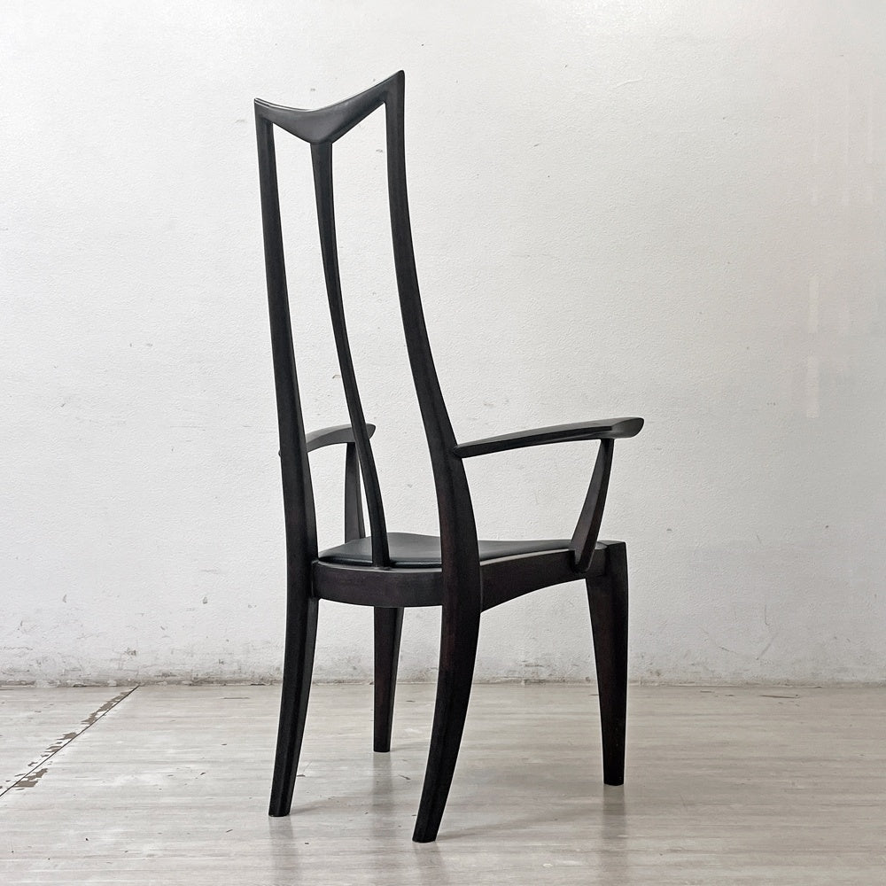 クラフトファニチャー Craft furniture ハイバックチェア ダイニングチェア アーム 無垢材 レザー モダンデザイン ●