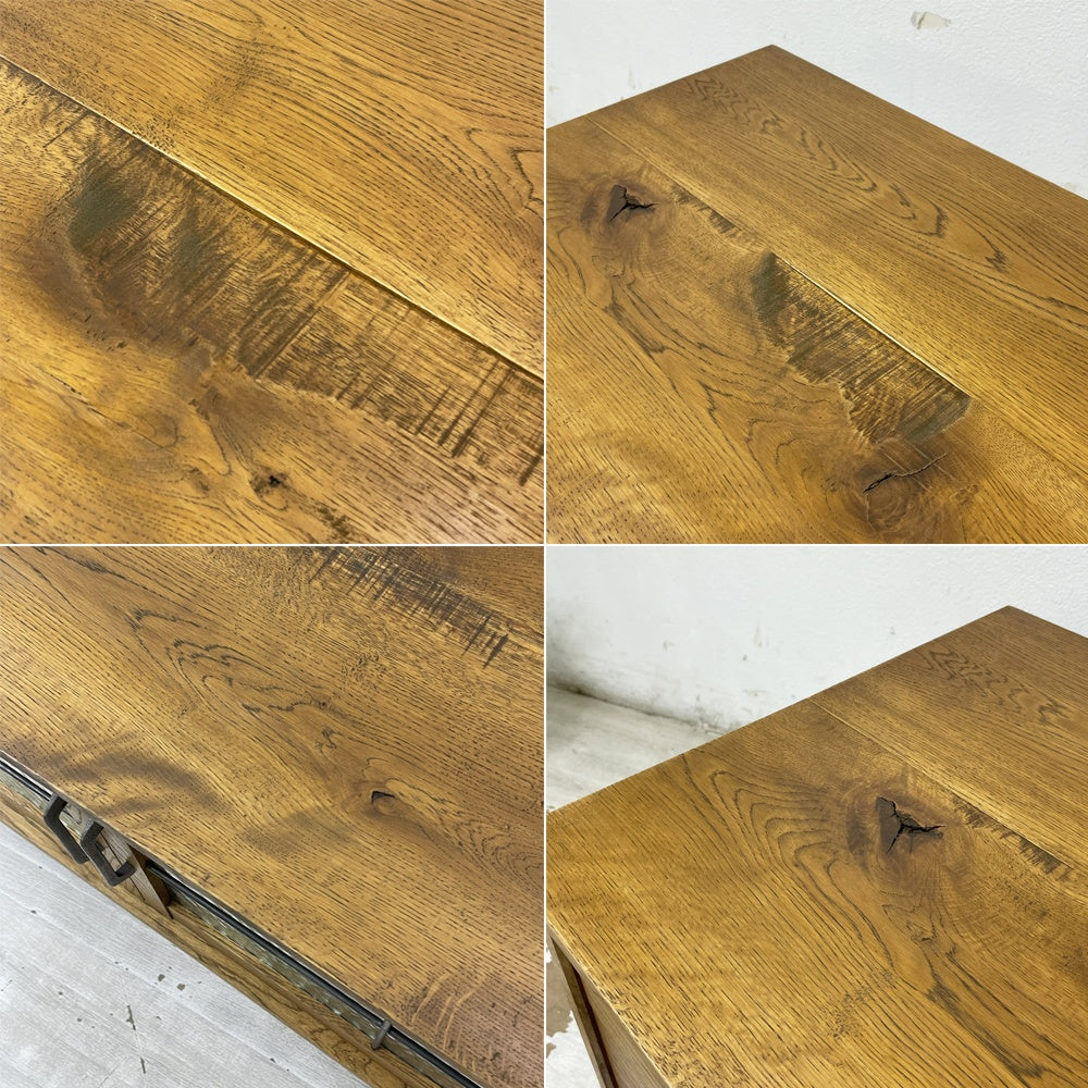 トラックファニチャー TRUCK FURNITURE ガット ローボードGATTO LOW BOARD ナラ無垢材 鋳鉄製ハンドル 可動棚 アジャスター付き 定価¥456,500- ●