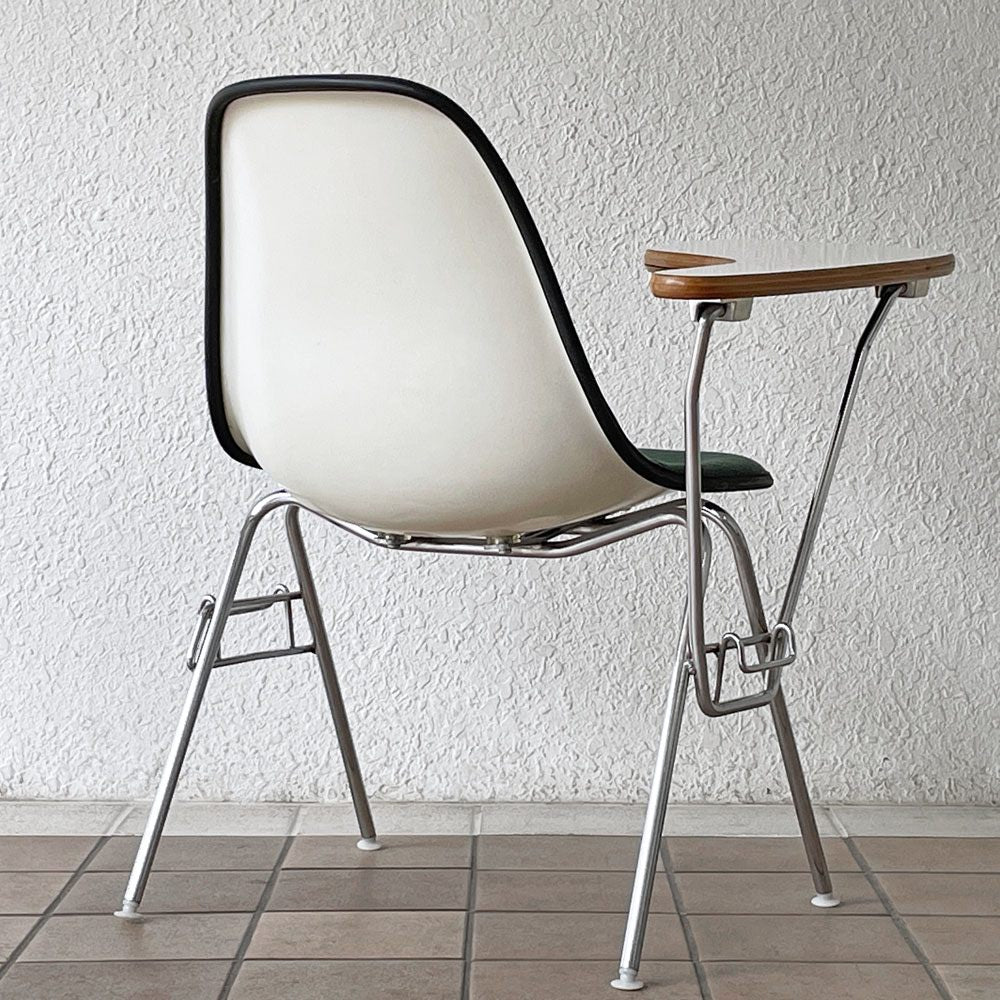 ハーマンミラー Herman Miller サイドシェルチェア セカンド 2nd ビンテージ アプホルスター スクールベース 肘掛けテーブル付 イームズ ミッドセンチュリー A ◇