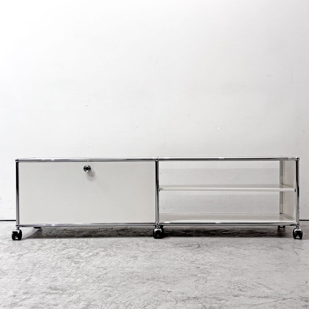 ユーエスエムハラー USM Haller モジュラーファニチャー Modular Furniture テレビボード ピュアホワイト2列1段 ドロップダウン キャスター ●