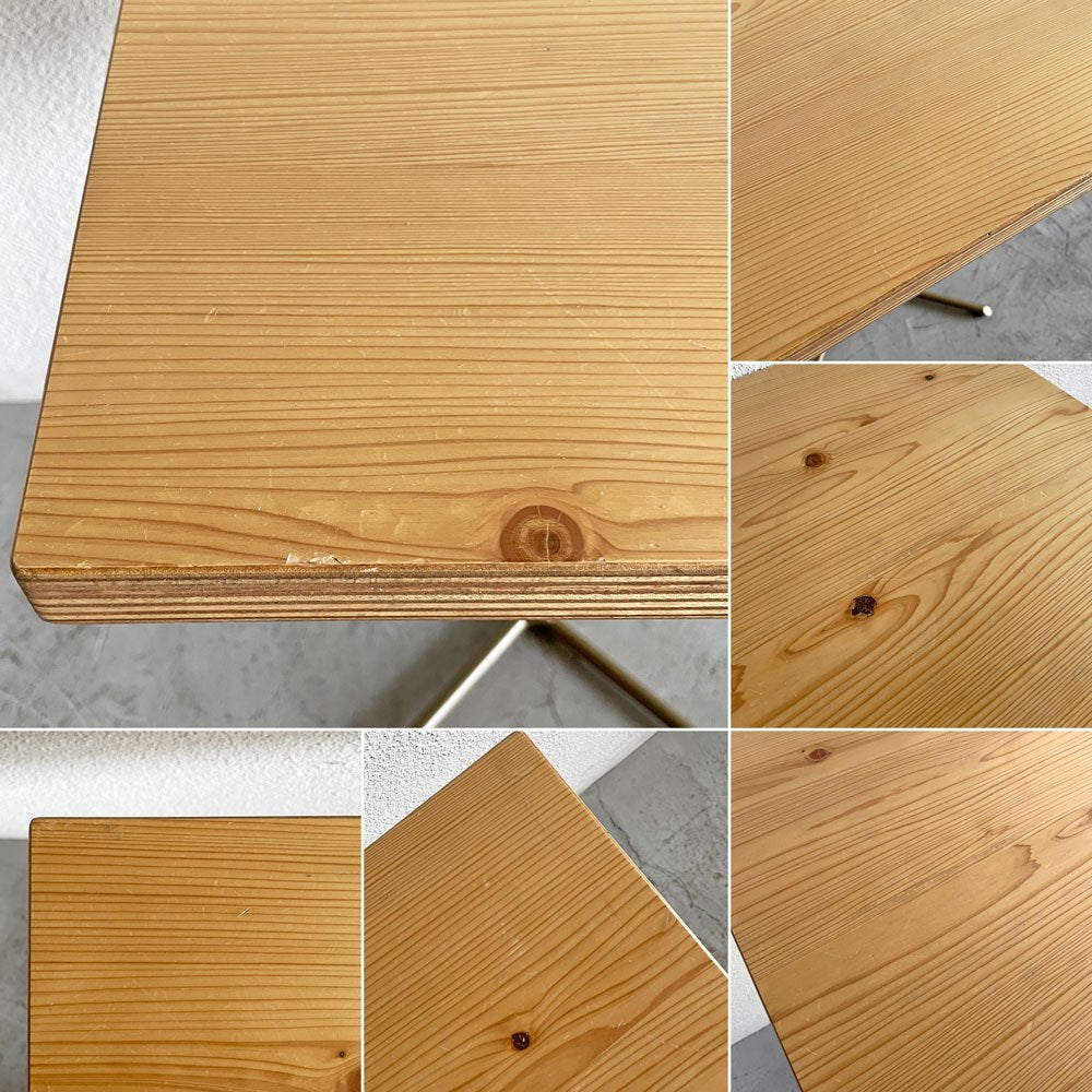 ビンテージスタイル Vintage Style 節入り杉天板×スチール脚 ゴールド カフェテーブル ダイニングテーブル スクエア W60cm 〓