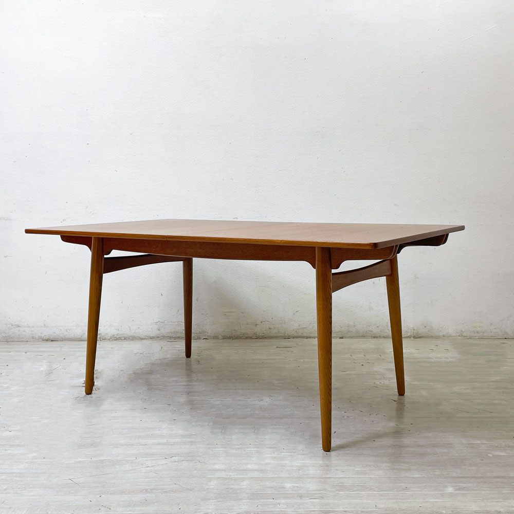 アンドレアス・タック Andreas Tuck エクステンション ダイニングテーブル AT310 チーク材×オーク材 ハンス・Ｊ・ウェグナー 北欧 デンマークビンテージ ●