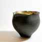 木下和美 黒釉輪花 片口 カップ 金彩 黒釉 磁器 Φ9.5cm 現代作家 ★