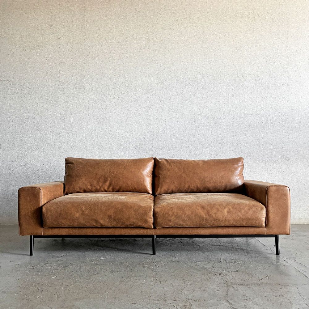 クラッシュゲート CRASH GATE コンフォーム COMFORM プルート PLUTO SOFA 3人掛けソファ W198cm スーパーレザーテックス オーカーブラウン 定価￥154,000- 〓