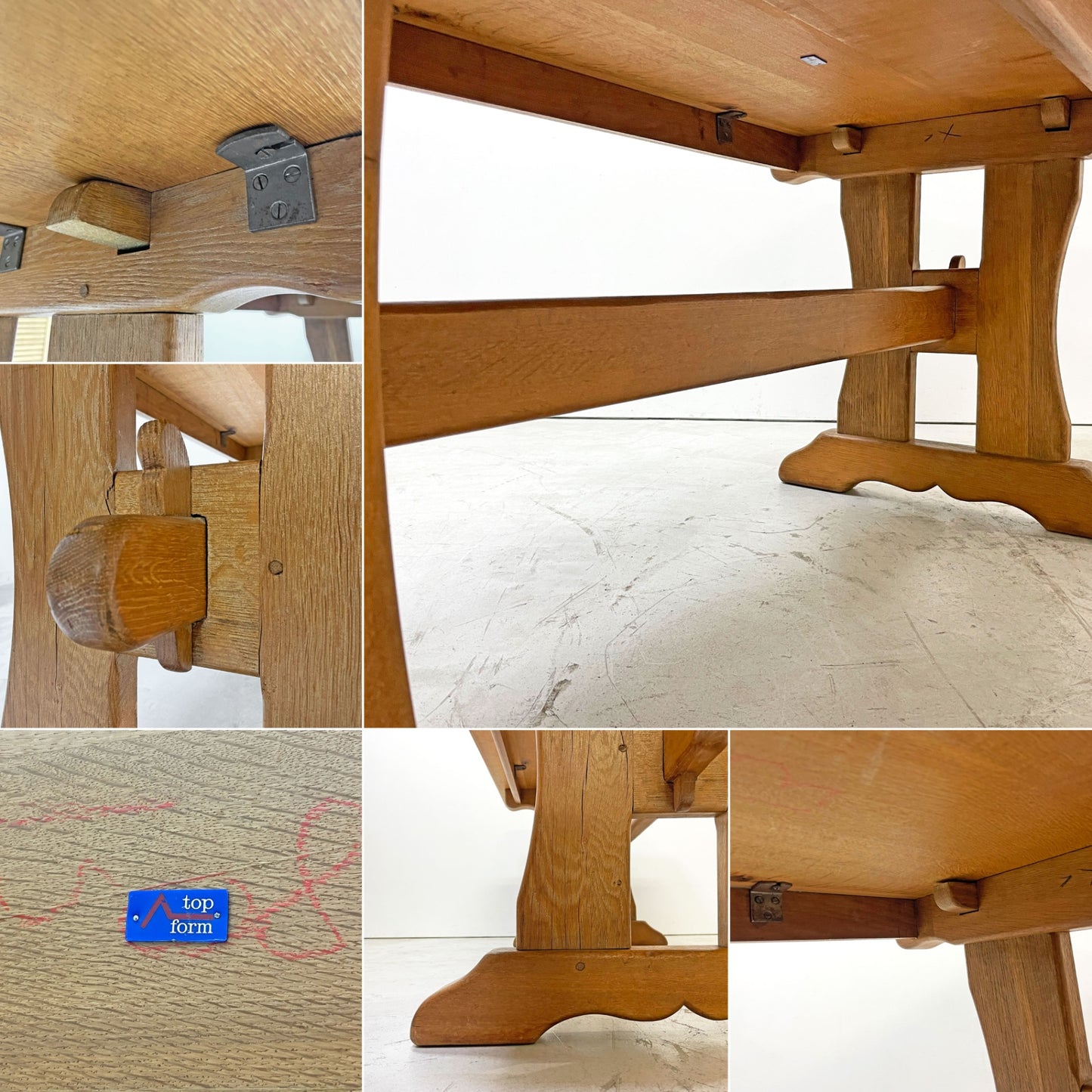 トップフォーム Topform オーク材 リフェクトリーテーブル ダイニングテーブル W180cm クラフト家具 店舗用什器 オランダ ビンテージ vintage ●