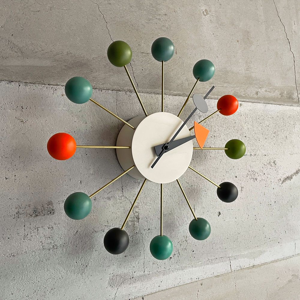 ヴィトラ vitra ボールクロック Ball Clock マルチカラー ウォールクロック 掛け時計 ジョージネルソン George Nelson ミドセンチュリー ♪