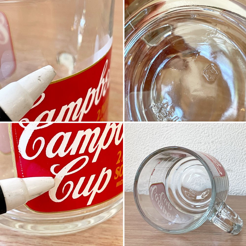 アンカーホッキング ANCHOR HOCKING キャンベルスープ campbell's マグカップ USコレクティブル H8.7㎝ USビンテージ ◇