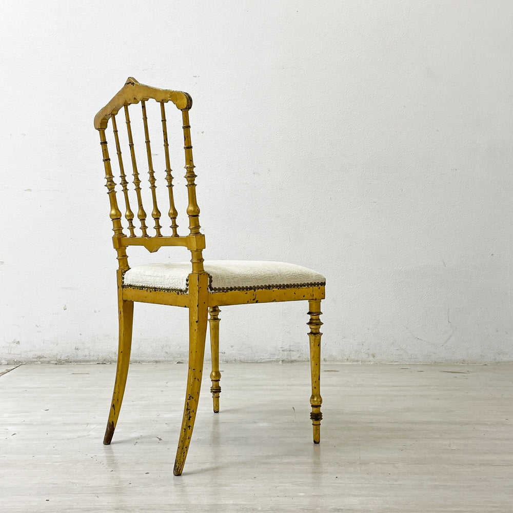 フランスアンティーク French Antique ナポレオンチェア サロンチェア ゴールドフレーム ナポレオン3世様式 座面新品張替済 ●