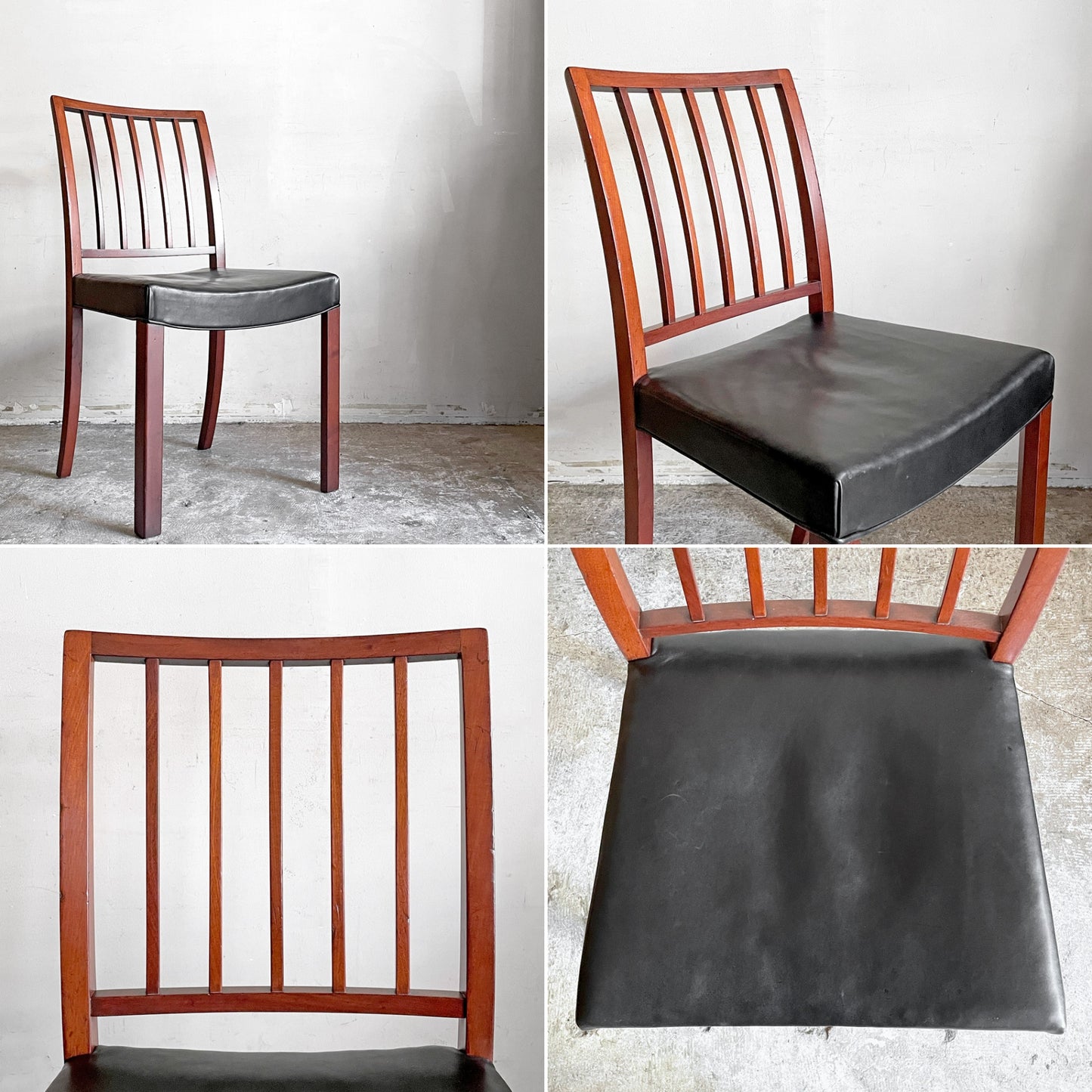 デンマークビンテージ Danish Vintage マホガニー材 ダイニングチェア レザーシート ブラックレザー 北欧家具 ■
