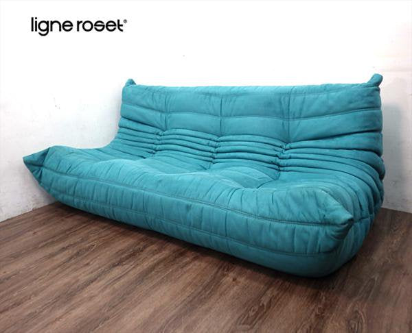 クリーニング済 ligne roset リーンロゼ トーゴ TOGO ソファ 3P●