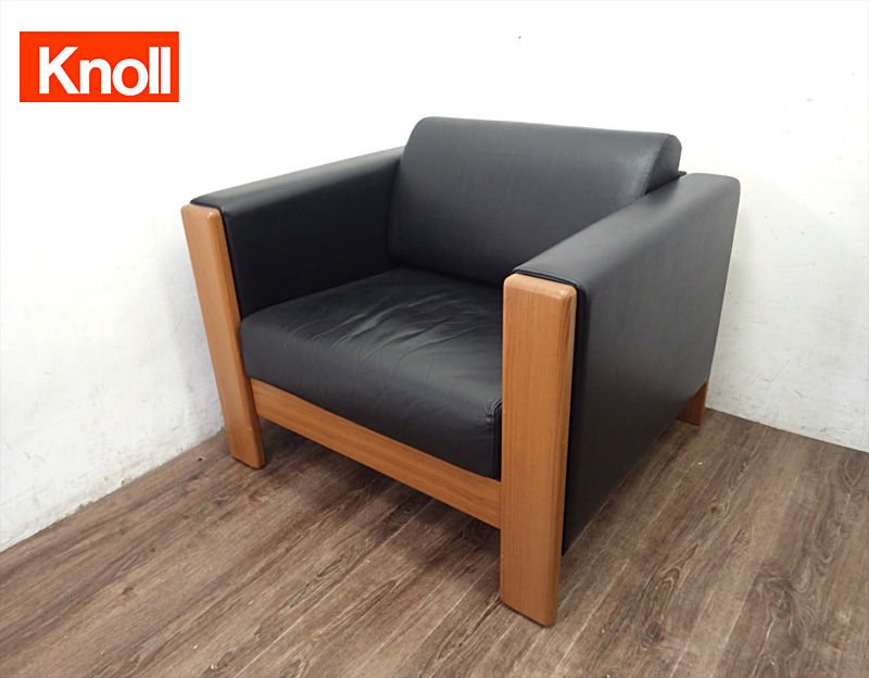 A ノール社 Knoll ジム・エルダン セッティ ソファ 本革 1人掛け●