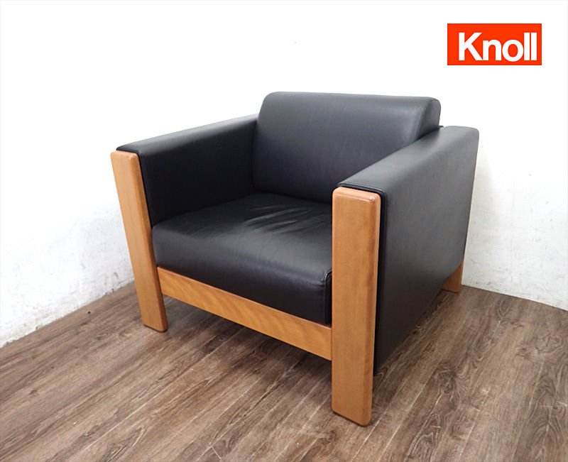 B ノール社 Knoll ジム・エルダン セッティ ソファ 本革 1人掛け●