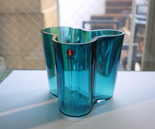 イッタラ iittala アアルト生誕70周年ベース　ペトロールブルー 95mm Alvar Aalto Collection●