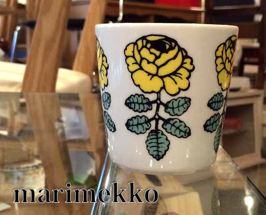 marimekko マリメッコ VIHIKIRUUSU/ヴィヒキルース 廃盤スモール ラテマグ Mug イエローフラワー②♪