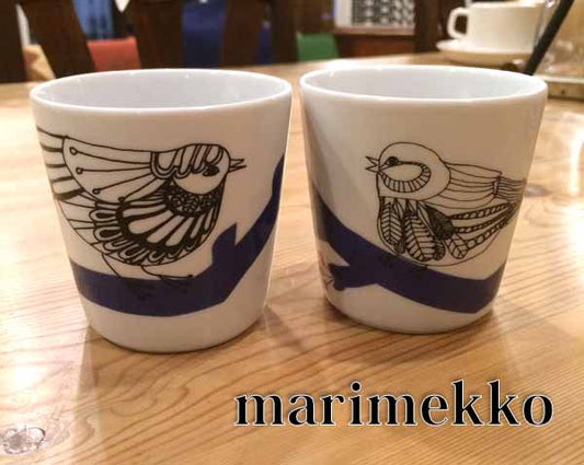 marimekko マリメッコ PAKKANEN/ パッカネン廃盤スモール ラテマグ Mug 小鳥 2個セット♪