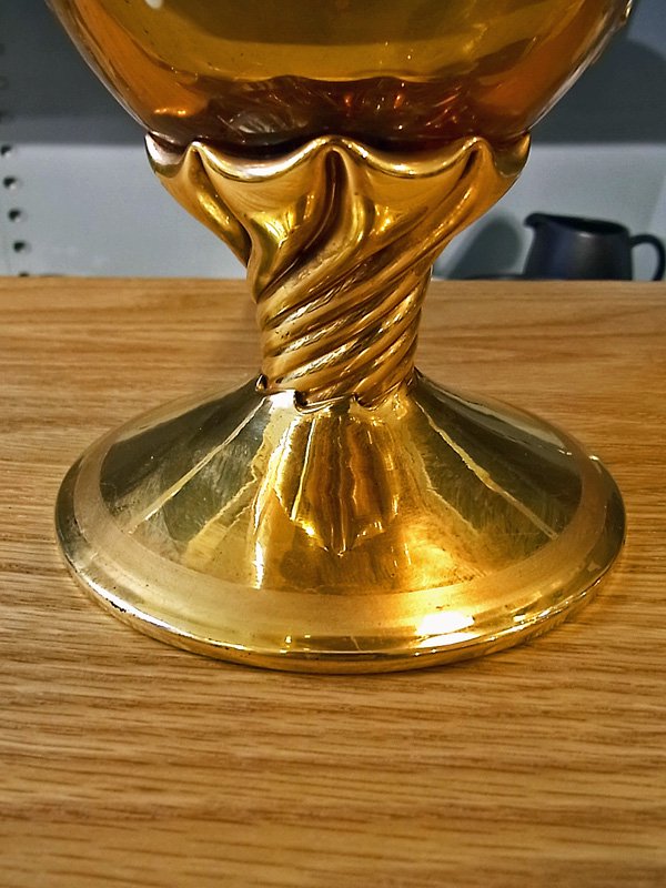 イタリア ヴェネツィアングラス ムラーノ 金彩 花柄 デキャンタ ●