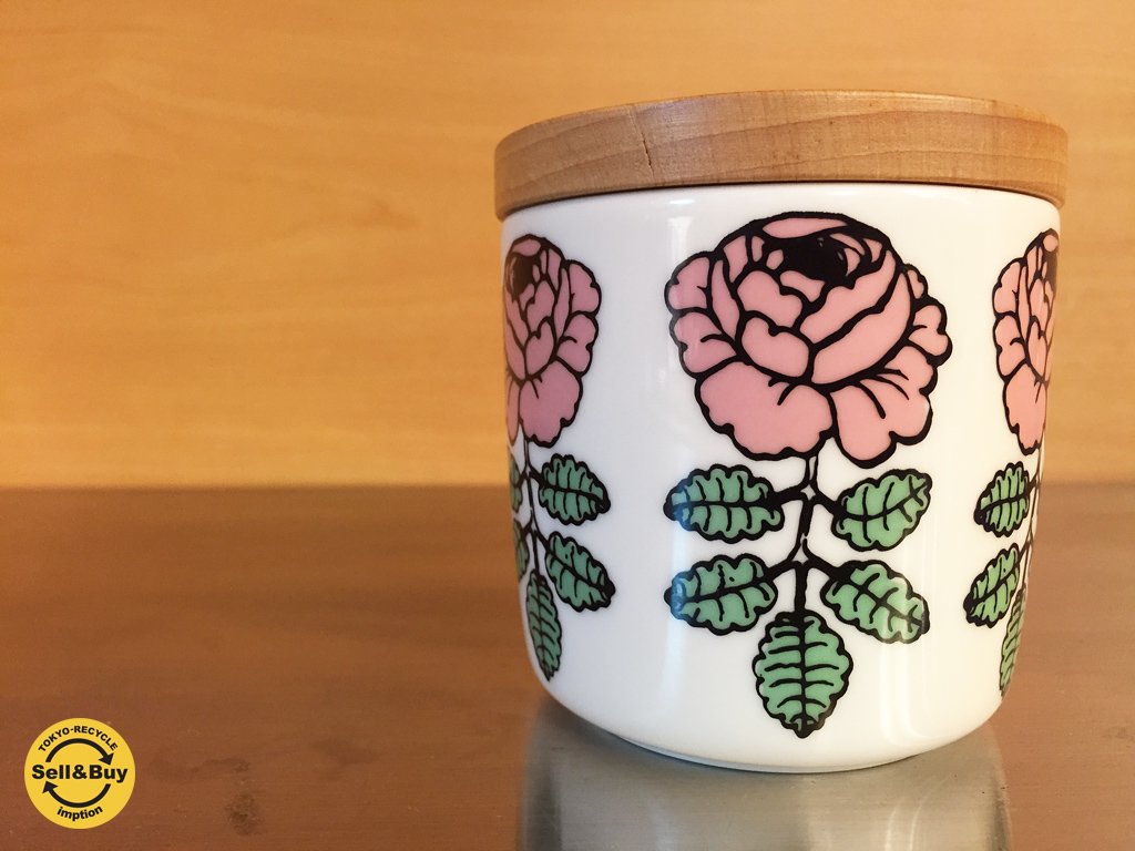 マリメッコ marimekko ヴィヒキルース VIHIKIRUUSU ラテマグ Mug ピンク 蓋付 廃盤 ◎