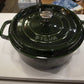 STAUB ストウブ ピコ ココット ラウンドフォルム 24㎝ グラファイト バジルグリーン France■