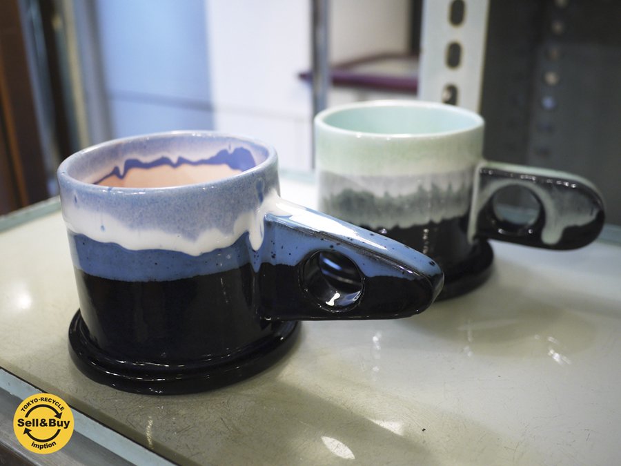 Echo Park Pottery / エコパークポタリー Mug / マグ　Blue x Black x Pink ●
