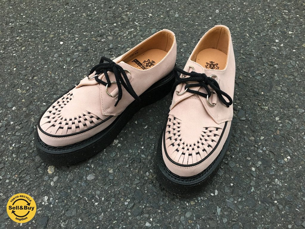 ジョージコックス GEORGE COX 3588 ラバーソール シューズ スウェード ピンク イングランド製 UK7 ◎