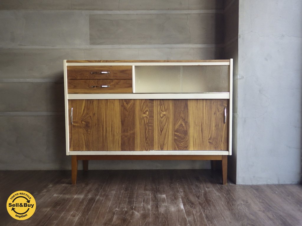 UK Vintage / イギリスヴィンテージ サイドキャビネット チーク材 Fortress Kitchen Furniture ♪