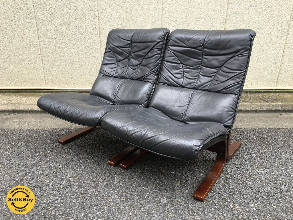 冨士ファニチア FUJI FURNITURE 2人掛け ソファ セパレートタイプ ブラック ◎