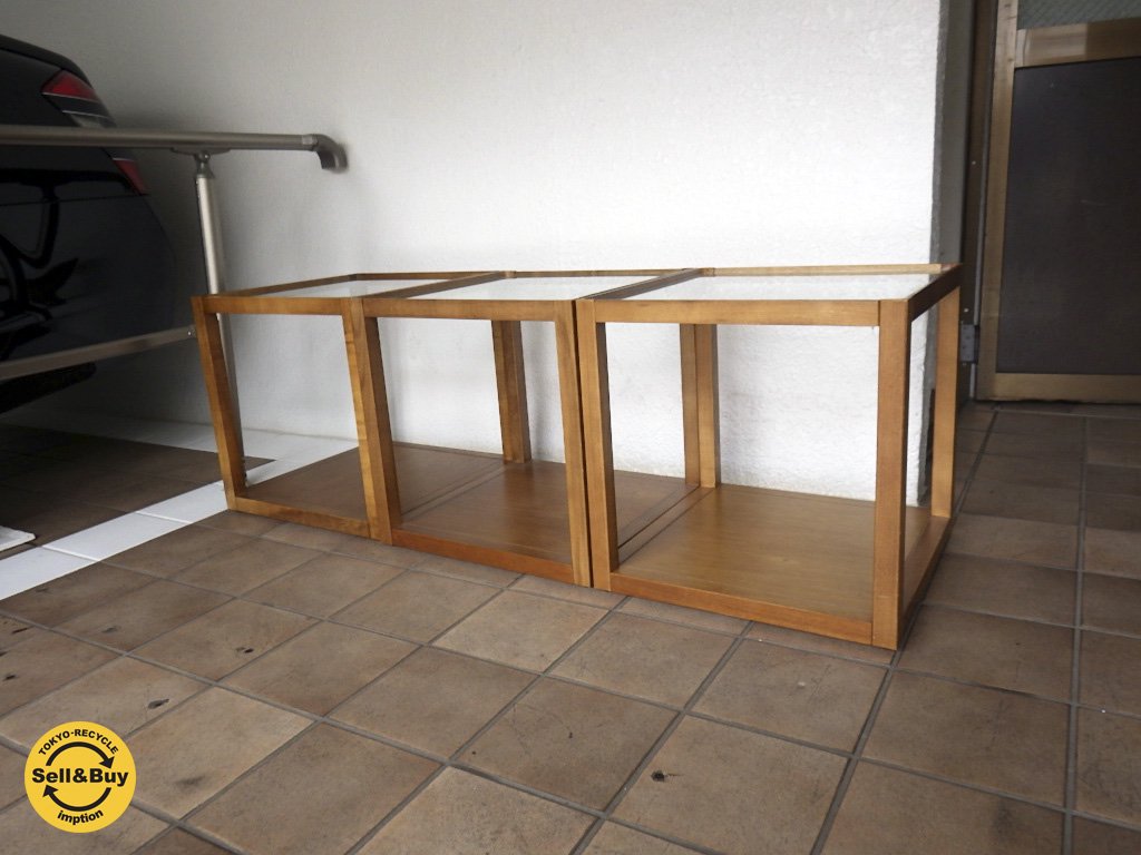 Crate & Barrel クレイト＆バレル MIMIC cubes ３個セット シェルフ サイドテーブル ◇