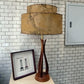 60s US ビンテージ テーブルランプ ウッドベース マニラ麻混シェード Table Lamp ■