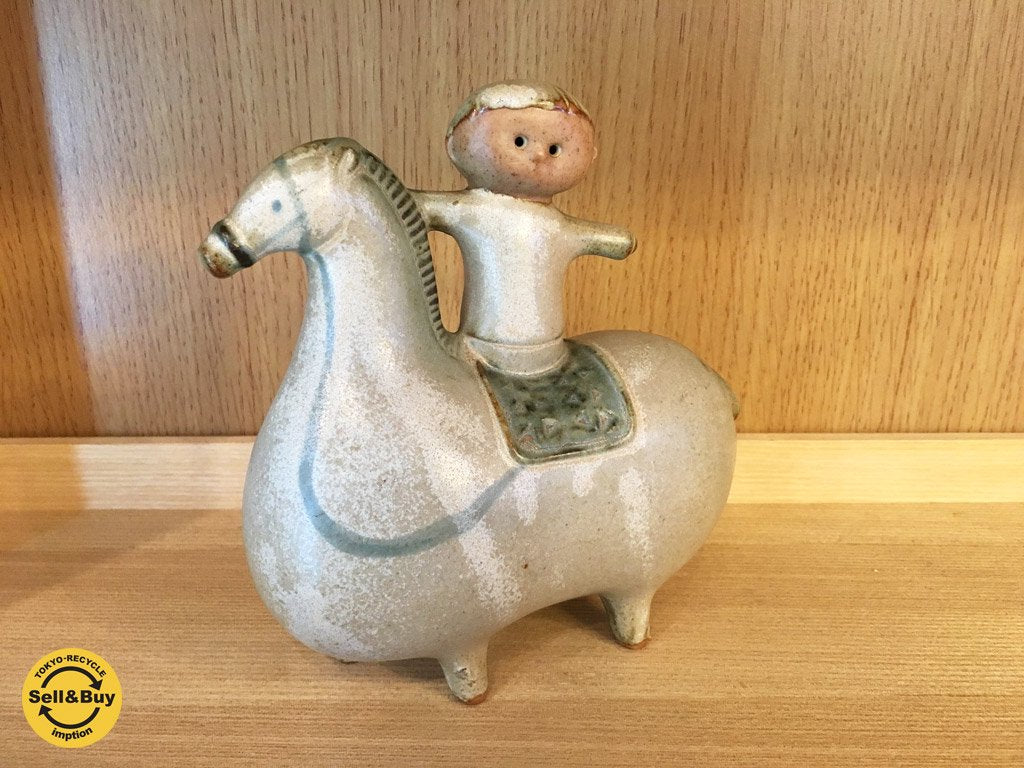 DESIGNED BY IWATSUKI 陶器のオブジェ 馬と人 北欧スタイル ◎