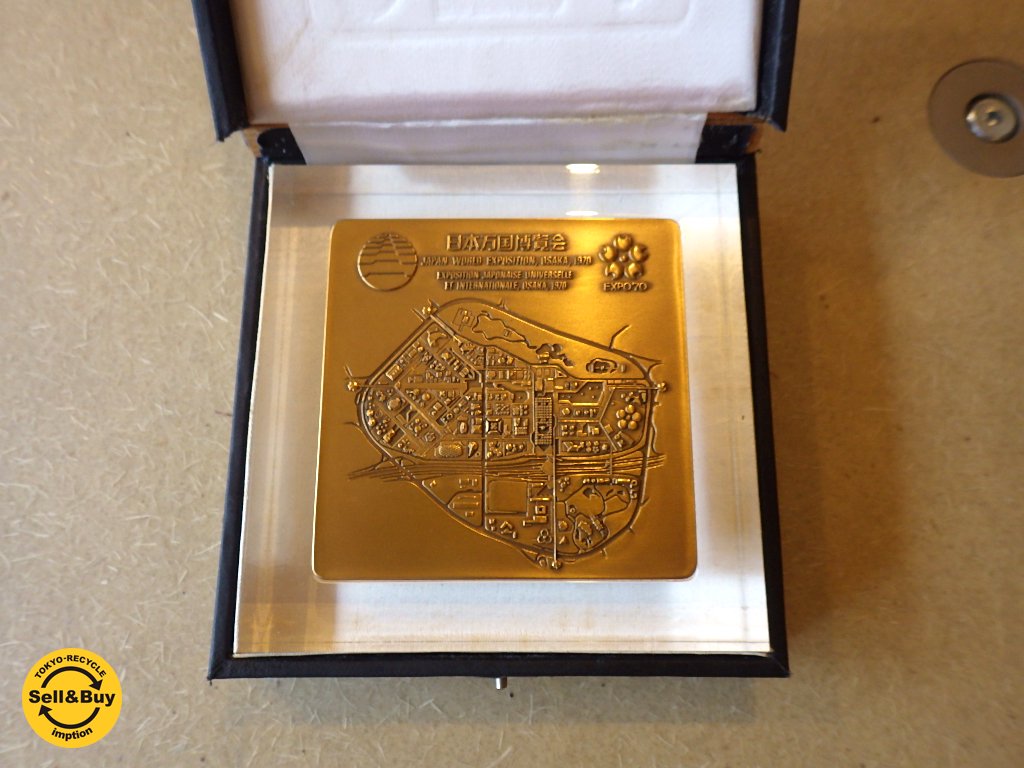 EXPO'70 / 日本万国博覧会　会場マップ刻印ブロンズプレート　アクリル台座＋ケース付き　◇