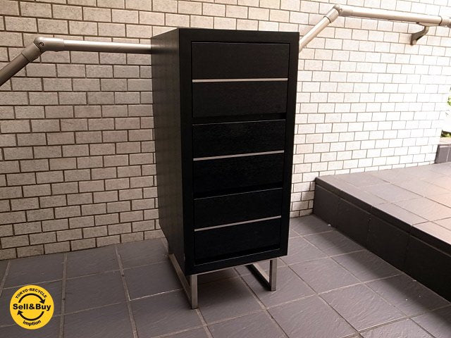 モダンデザイン NDStyle スリムチェスト ステンレスレッグ  BLACK ■