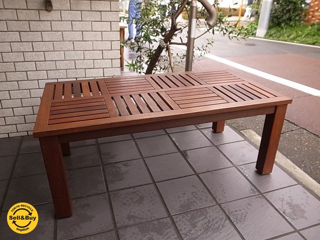 TeakWood チーク無垢材 センターテーブル 格子デザイン リゾートスタイル ■
