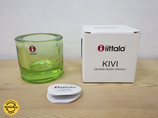 美品 iittala / イッタラ marimekko / マリメッコ kivi キャンドルホルダー アップルグリーン●