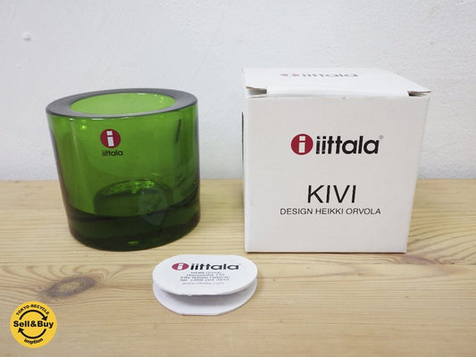 美品 iittala / イッタラ marimekko / マリメッコ kivi キャンドルホルダー グリーン●