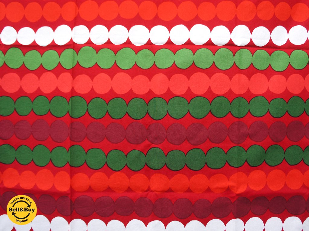 marimekko / マリメッコ　”RASYMATTO”　ファブリック生地　US限定色　クリスマスカラー　134x121cm　●