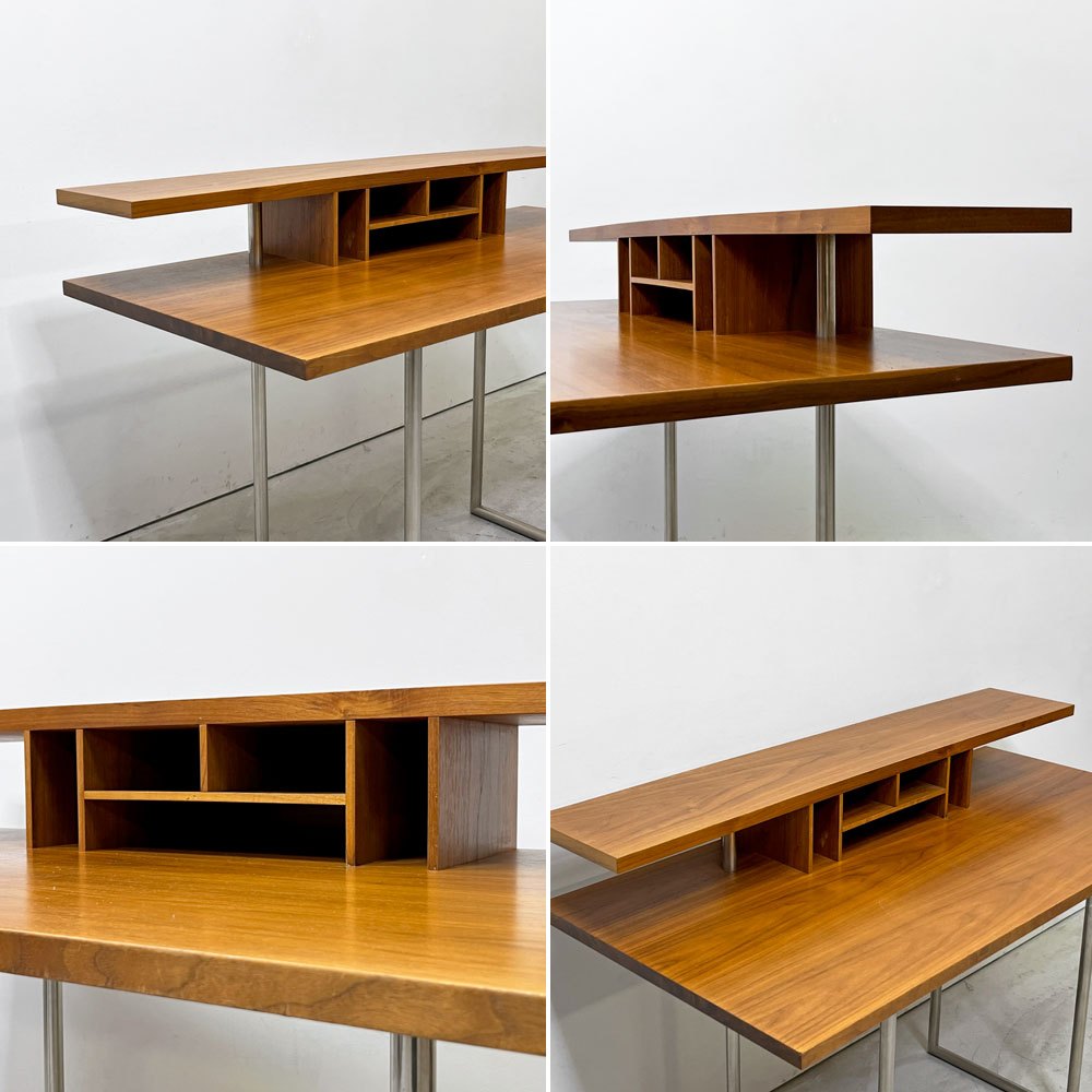 ザ・コンランショップ THE CONRAN SHOP アイリーンデスク EILEEN ウォールナット材 収納棚付 スチール脚 モダンデザイン ●
