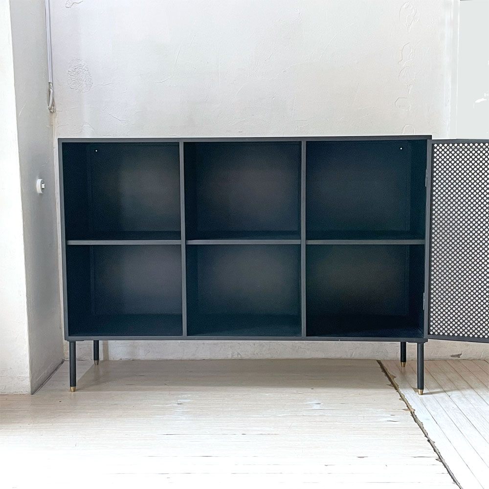 フランフラン Francfranc モダンワークス MODERN WORKS アルバ ワイドキャビネット シェルフ サイドボード スチール製 パンチングメタル ★