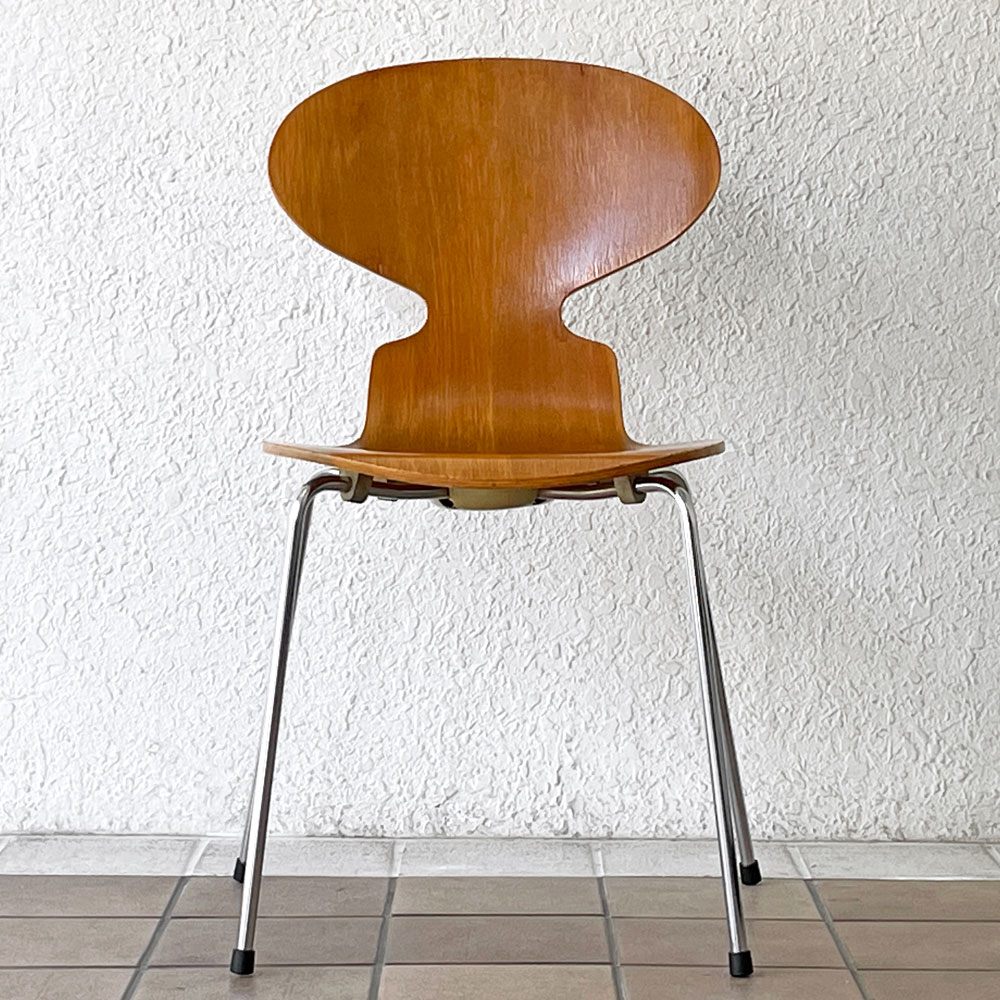 フリッツハンセン Fritz Hansen アントチェア 4本脚 ナチュラルビーチ ラッカー アルネ・ヤコブセン 北欧家具 ビンテージ ◇