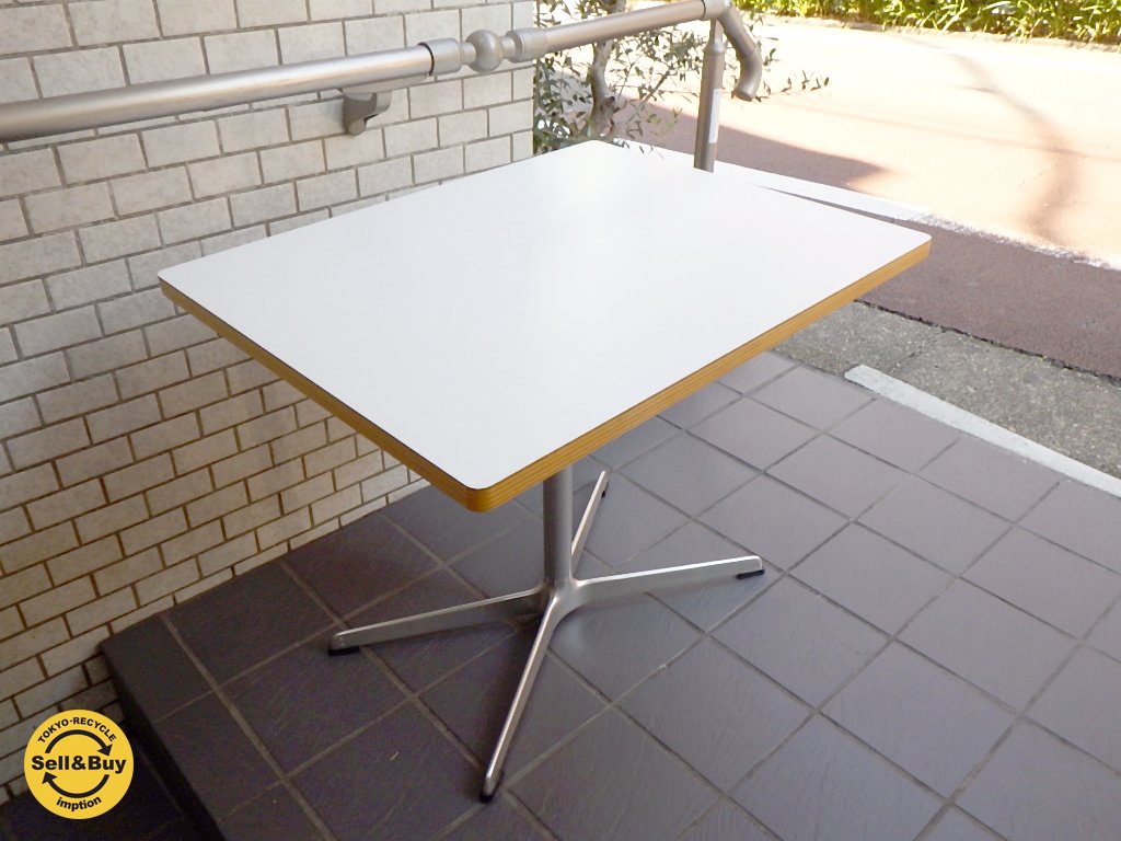 ミッドセンチュリー スタイル カフェテーブル  X脚 幅75ｃｍ ホワイト ■