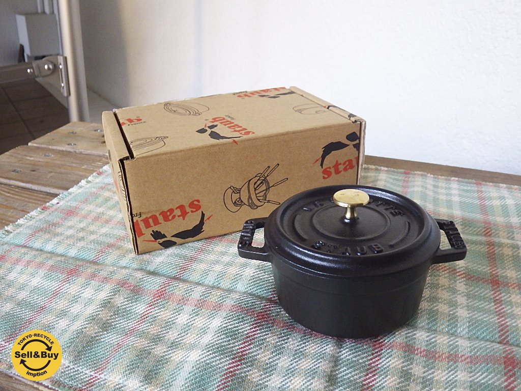 STAUB ストウブ ミニココット ラウンド 10cm ブラック 箱付 ◇