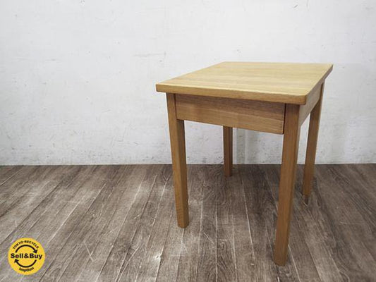 無印良品 MUJI タモ材 木製サイドテーブル 無垢材天板 ●
