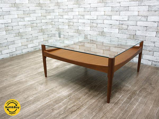 HIKE / ハイク 中目黒 ガラス×チーク『 BESPOKE Glass sofa table / ガラスソファテーブル 』北欧デザイン ●