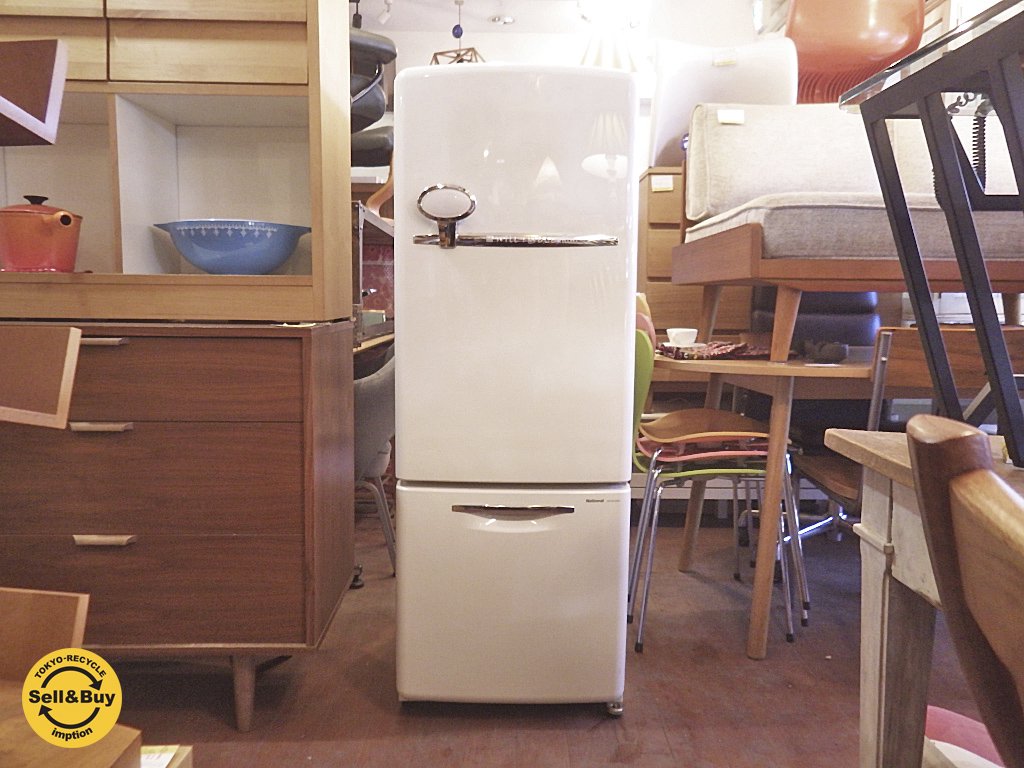 ナショナル National WiLL / ウィル FRIDGE mini 冷蔵庫 2002年製 162L ホワイト ノスタルジックデザイン ◇