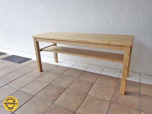 無印良品 MUJI  木製ベンチ タモ材 無垢集成材 板座 ベンチ テーブル ◇