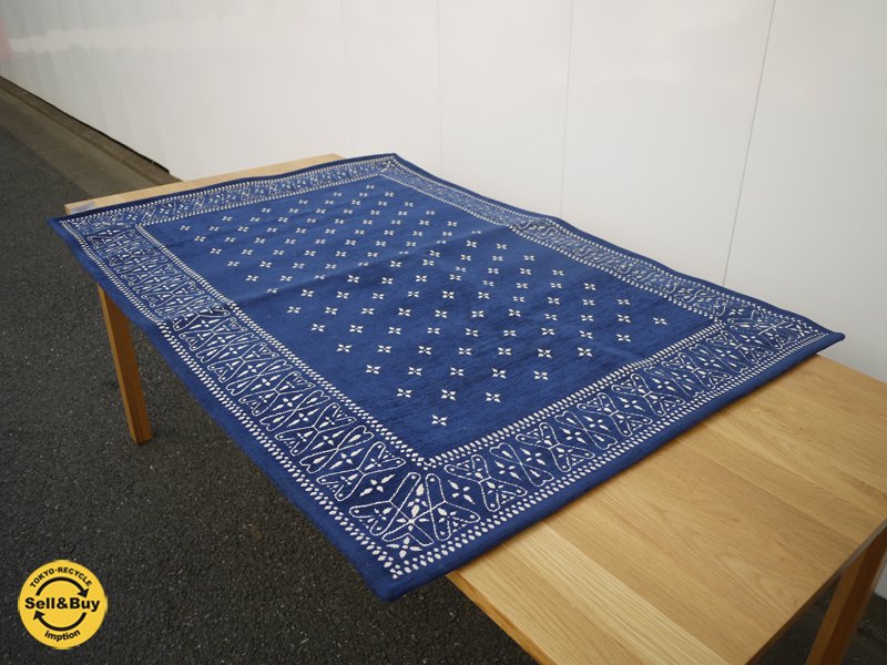 アクメファニチャーacme furniture クロスバンダナラグ Cross Bandanna Rug 140*100 ブルー ◎