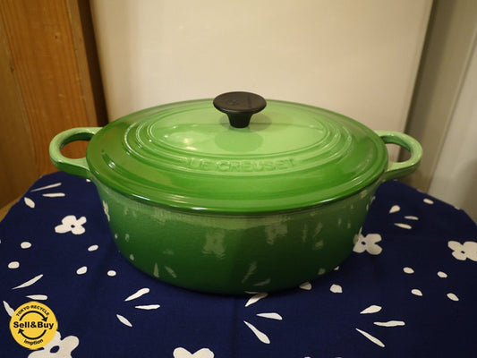 美品 ルクルーゼ LE CREUSET ココットオーバル 25cm 廃番色 ローズマリー◎