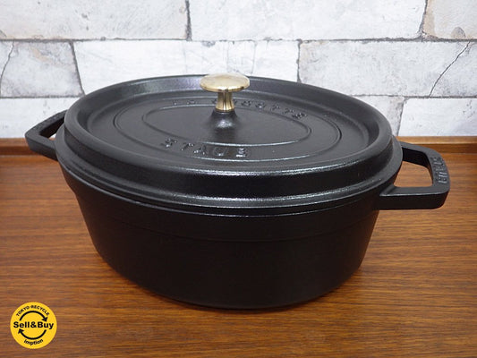 ストウブ STAUB ピコ ココット オーバル 27cm 鍋 ブラック 定価3.5万円 ●