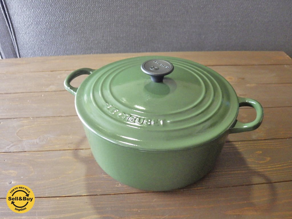 ルクルーゼ LECREUSET ココットロンド  22cm 廃盤カラー モスグリーン ◇